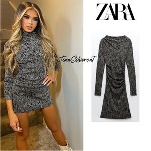 NWOT Zara Knit Black Metallic Thread Dress Size M